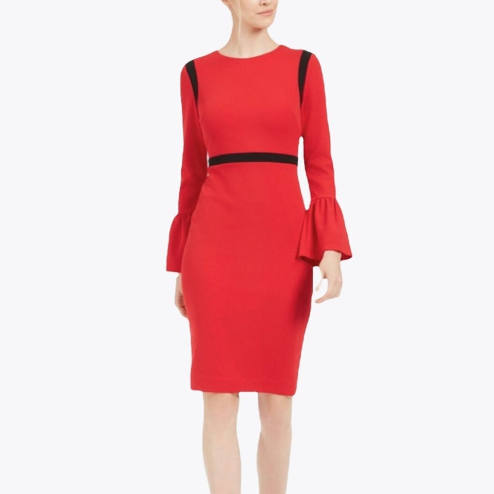 Calvin Klein read sheath dress with black trim new
